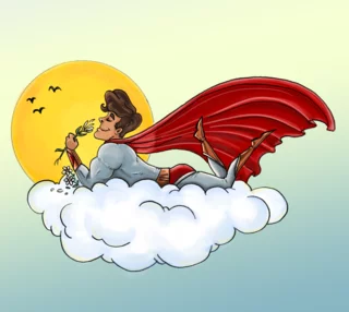 feelgood-illustratie van een superheld